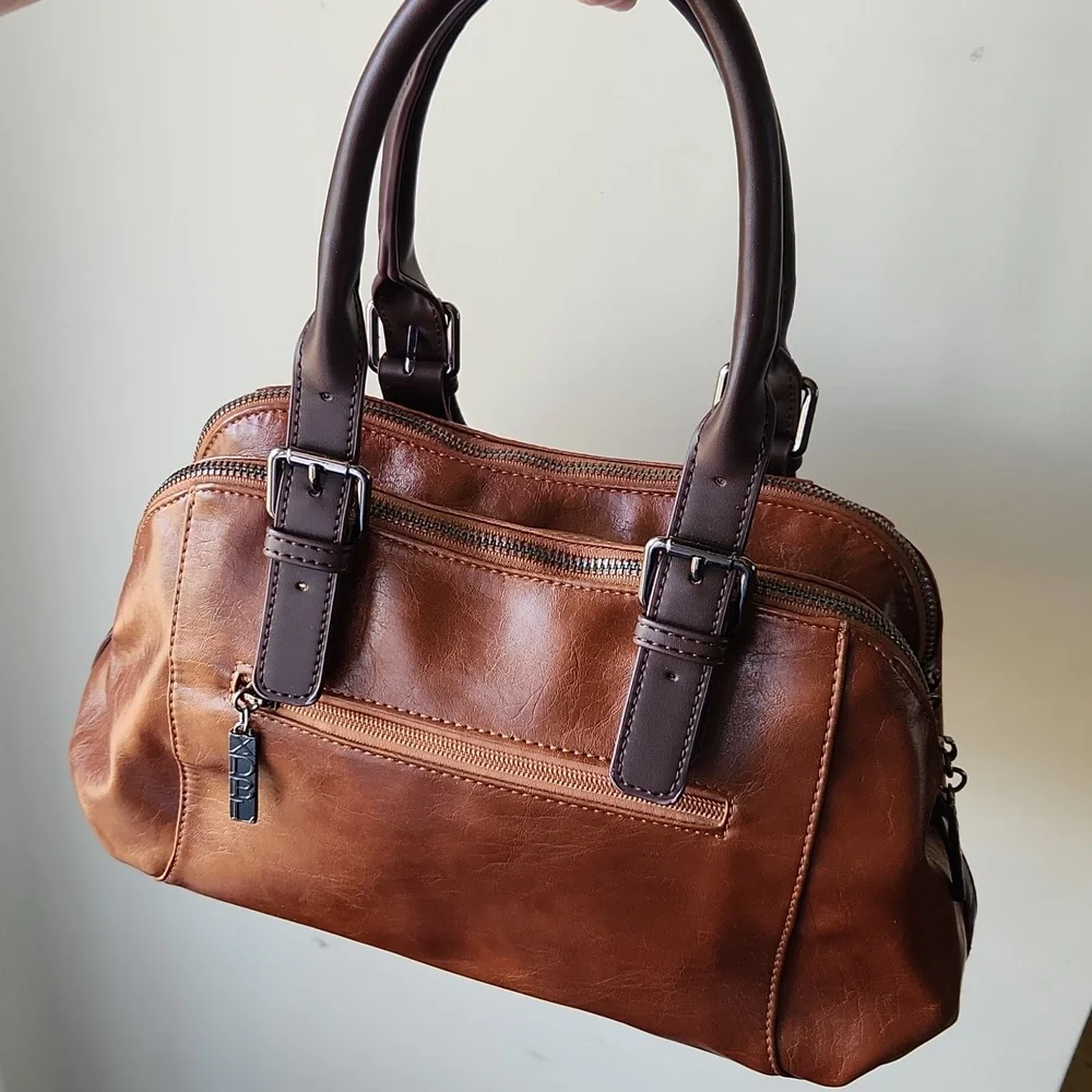 Xidibaoluo Faux Leather Satchel Purse‎ tan brown boho